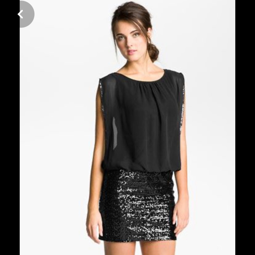 Aidan Matters Short Sequin Dress with Blouse Top
